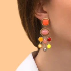 Outlet Louise pierced stud earrings - red Percées / Tiges