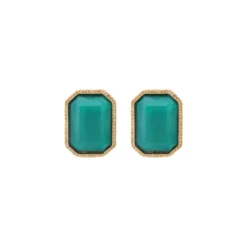 Online Louise rectangular clip-on earrings - turquoise Clips
