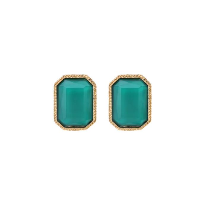 Online Louise rectangular clip-on earrings - turquoise Clips