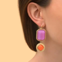Online Louise sleeper earrings - purple and red Dormeuses