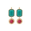 Louise sleeper earrings - turquoise and red Dormeuses