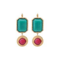 Louise sleeper earrings - turquoise and red Dormeuses