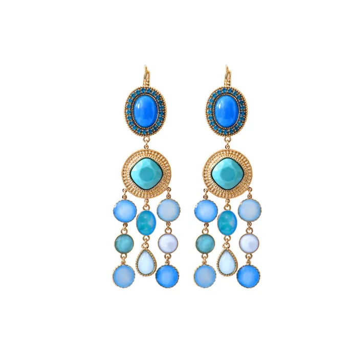 Online Louise sleeper earrings - turquoise and blue Dormeuses