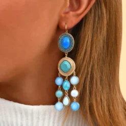 Online Louise sleeper earrings - turquoise and blue Dormeuses
