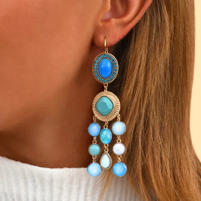 Online Louise sleeper earrings - turquoise and blue Dormeuses
