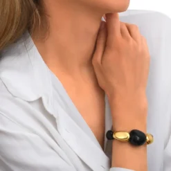 Clearance Loulou adjustable bracelet – black and gold Bracelets XXL