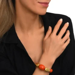 Clearance Loulou adjustable bracelet – orange and gold Bracelets XXL