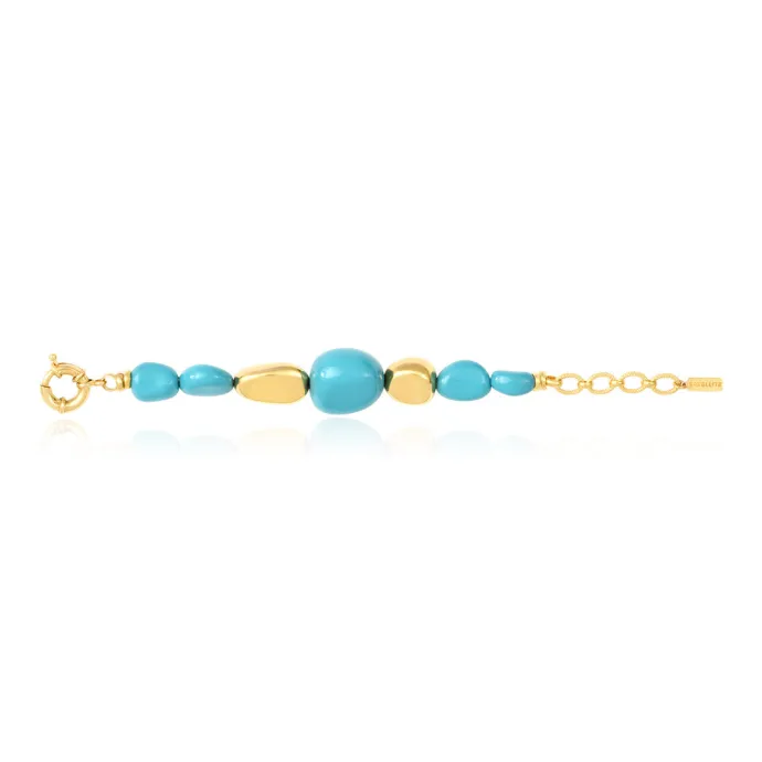 New Loulou adjustable bracelet – turquoise and gold Bracelets XXL