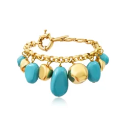 Loulou adjustable chain bracelet – turquoise and gold Bracelets XXL