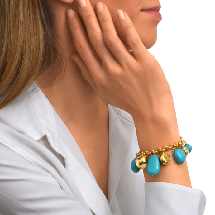 Loulou adjustable chain bracelet – turquoise and gold Bracelets XXL