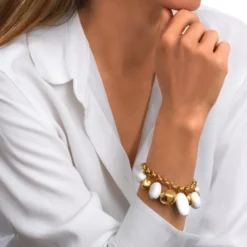 Best Loulou adjustable chain bracelet – gold and white Bracelets XXL