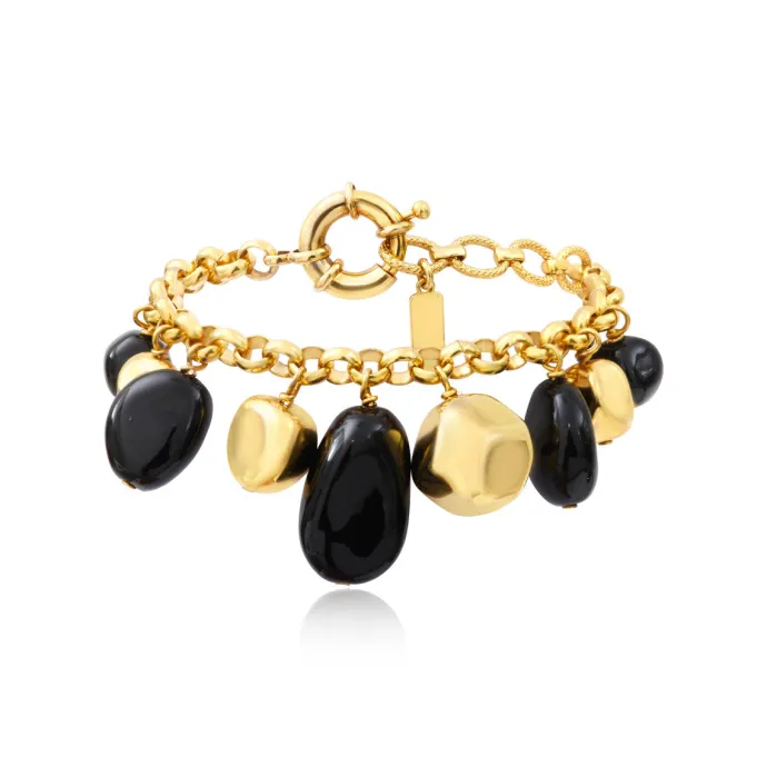 Loulou adjustable chain bracelet – black and gold Bracelets XXL