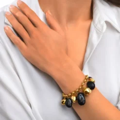 Loulou adjustable chain bracelet – black and gold Bracelets XXL
