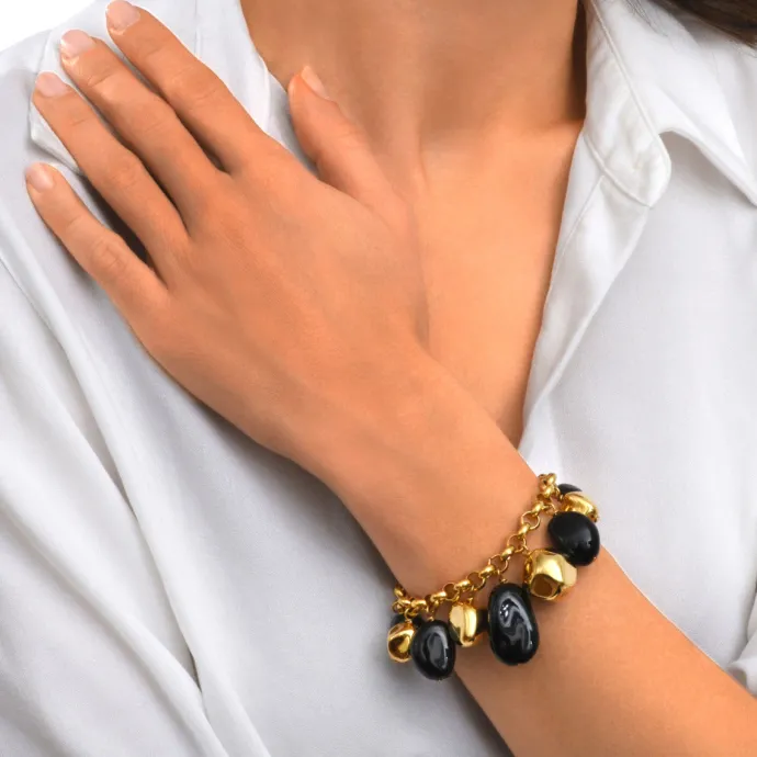Loulou adjustable chain bracelet – black and gold Bracelets XXL