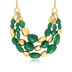 New Loulou bib necklace – green and gold Plastrons|Colliers XXL