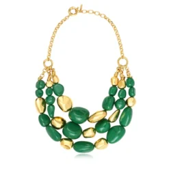 New Loulou bib necklace – green and gold Plastrons|Colliers XXL