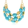 Clearance Loulou bib necklace – turquoise and gold Plastrons|Colliers XXL