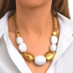 Hot Loulou chain necklace – gold and white Sautoirs & Colliers Longs|Colliers XXL