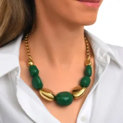 Hot Loulou chain necklace – green and gold Sautoirs & Colliers Longs|Colliers XXL