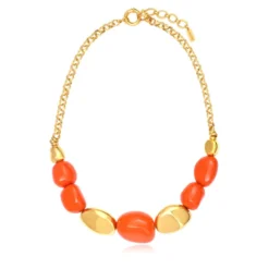 Sale Loulou chain necklace – orange and gold Sautoirs & Colliers Longs|Colliers XXL