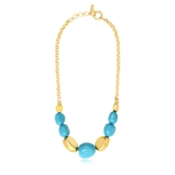 New Loulou chain necklace – turquoise and gold Sautoirs & Colliers Longs|Colliers XXL
