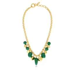 Sale Loulou chunky chain necklace – green and gold Sautoirs & Colliers Longs|Colliers XXL