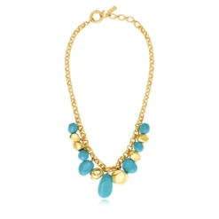 Best Loulou chunky chain necklace – turquoise and gold Sautoirs & Colliers Longs|Colliers XXL