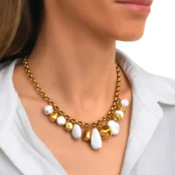 Best Loulou chunky chain necklace – gold and white Sautoirs & Colliers Longs|Colliers XXL