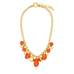 Loulou chunky chain necklace – orange and gold Sautoirs & Colliers Longs|Colliers XXL