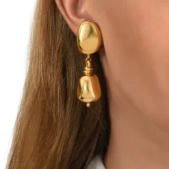 Loulou clip-on drop earrings - gold Clips|Boucles D'oreilles XXL