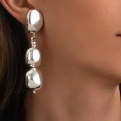 Sale Loulou clip-on drop earrings - silver Clips|Boucles D'oreilles XXL