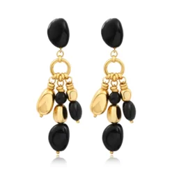 New Loulou clip-on earrings – black and gold Clips|Boucles D'oreilles XXL