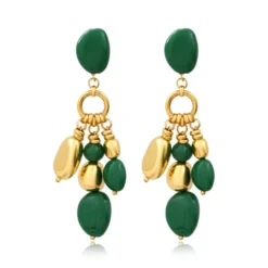 New Loulou clip-on earrings – green and gold Clips|Boucles D'oreilles XXL