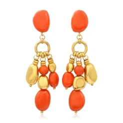 Sale Loulou clip-on earrings – orange and gold Clips|Boucles D'oreilles XXL
