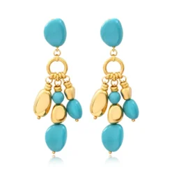 Online Loulou clip-on earrings – turquoise and gold Boucles D'oreilles XXL|Clips