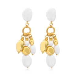 Sale Loulou clip-on earrings – white and gold Clips|Boucles D'oreilles XXL
