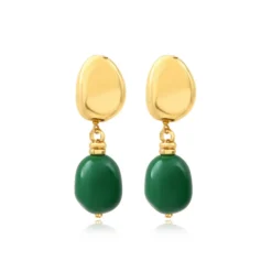 Sale Loulou clip-on pendant earrings – green and gold Clips|Boucles D'oreilles XXL