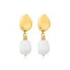 Hot Loulou clip-on pendant earrings – white and gold Clips|Boucles D'oreilles XXL