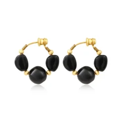 Outlet Loulou hoop earrings – black and gold Créoles|Boucles D'oreilles XXL