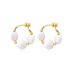 New Loulou hoop earrings – gold and white Créoles|Boucles D'oreilles XXL