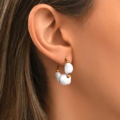 New Loulou hoop earrings – gold and white Créoles|Boucles D'oreilles XXL