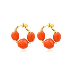 Best Loulou hoop earrings – orange and gold Créoles|Boucles D'oreilles XXL