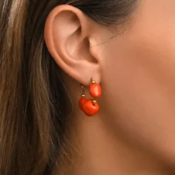 Best Loulou hoop earrings – orange and gold Créoles|Boucles D'oreilles XXL