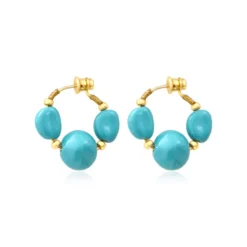 New Loulou hoop earrings – turquoise and gold Créoles|Boucles D'oreilles XXL