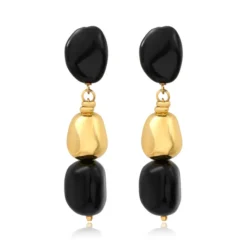 Best Loulou long clip-on earrings – black and gold Clips|Boucles D'oreilles XXL