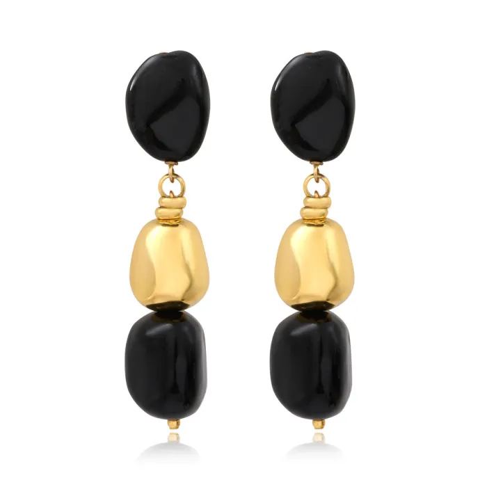 Best Loulou long clip-on earrings – black and gold Clips|Boucles D'oreilles XXL