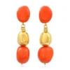 Hot Loulou long clip-on earrings – orange and gold Clips|Boucles D'oreilles XXL