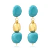 Sale Loulou long clip-on earrings – turquoise and gold Clips|Boucles D'oreilles XXL