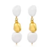 Clearance Loulou long clip-on earrings – white and gold Clips|Boucles D'oreilles XXL