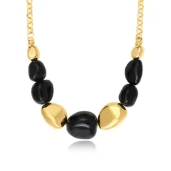 Loulou short chain necklace – black and gold Colliers Courts & Ras Du Cou|Colliers XXL